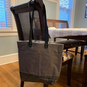 Handmade waxed canvas tote